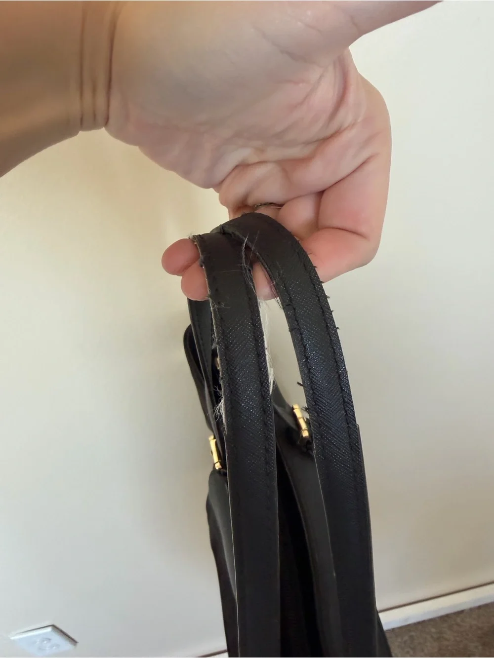 MICHAEL KORS Large Jet Set  Black Leather Snap Pocket Nylon Tote Bag